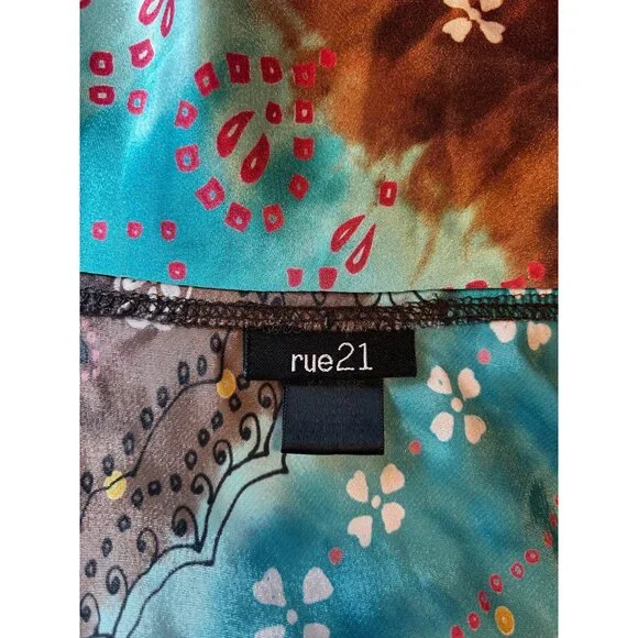 Y2K Satin Slip Dress XL Babydoll Boho Print Adjustable Straps Festival - Picture 3 of 10